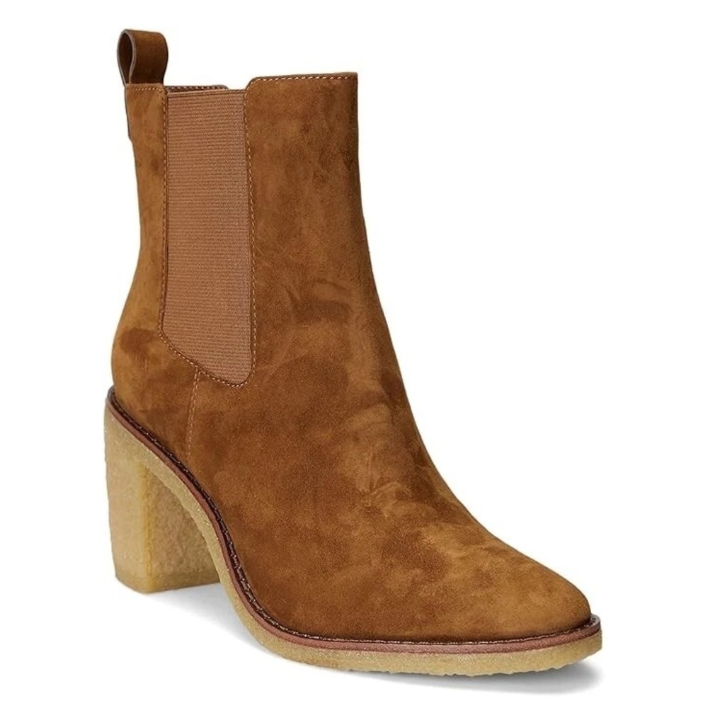Lauren Ralph Lauren Marianna Brown Suede Ankle Boots Women 11 B Water Resistant